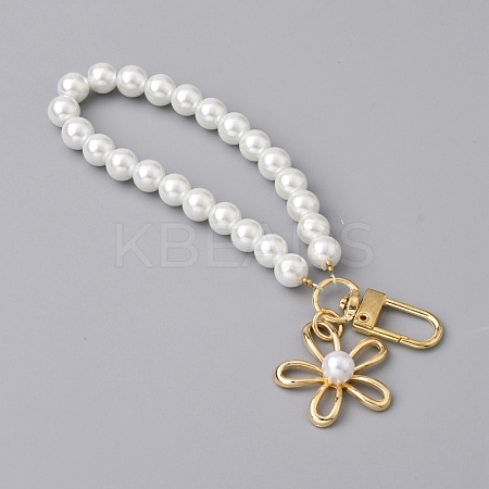 Glass Pearl DIY Keychains AJEW-WH0289-80-1