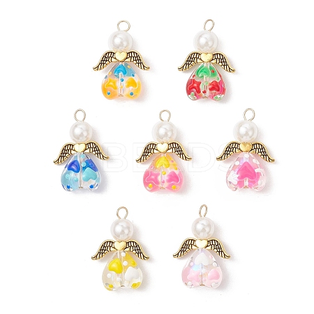 Glass Enamel Beads Pendants PALLOY-JF04137-01-1