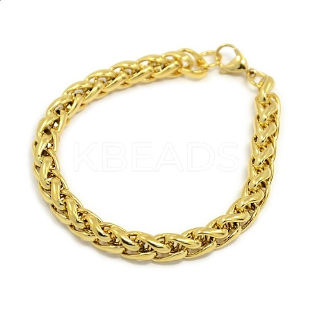 Trendy 304 Stainless Steel Wheat Chain Bracelets STAS-A028-B003G-1