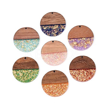 Opaque Resin and Walnut Wood Pendants RESI-T060-12A-1