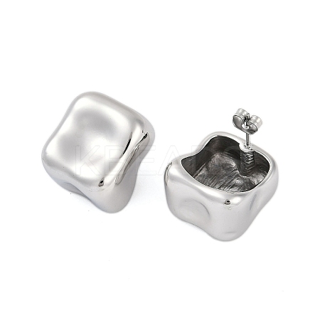 304 Stainless Steel Square Stud Earrings for Women EJEW-K281-25P-1