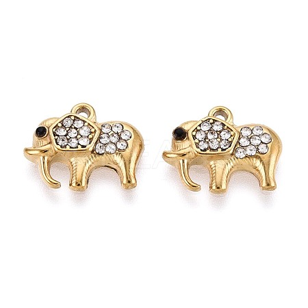 304 Stainless Steel Rhinestone Charms STAS-N115-46G-1
