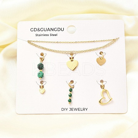 Synthetic Malachite Heart Pendant & Necklaces & Bracelets Sets SJEW-Q002-07G-1