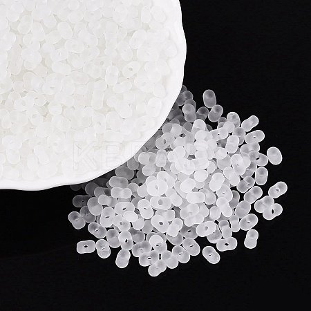 FGB Frosted Transparent Glass Seed Beads SEED-N013-06A-01-1
