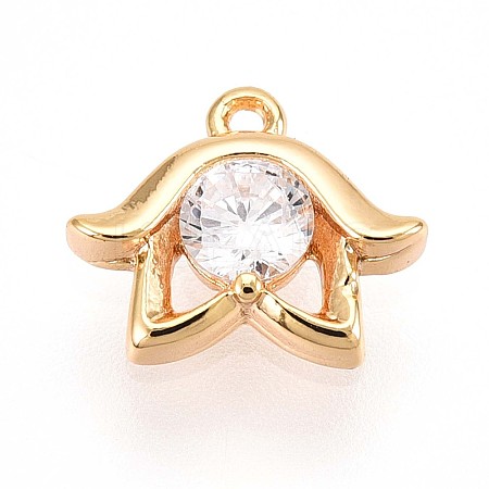 Brass Micro Pave Clear Cubic Zirconia Pendants KK-T075-22G-1
