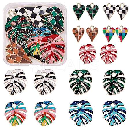 18Pcs 9 Style Rack Plating Alloy Enamel Pendants FIND-SZ0002-21-1