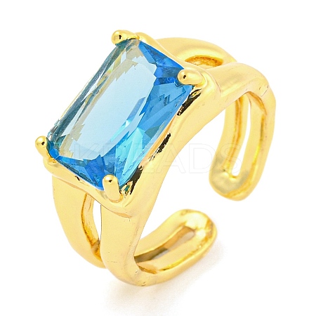 304 Stainless Steel Cubic Zirconia Open Cuff Ring RJEW-S406-05G-05-1