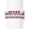 4Pcs 4 Style Natural Amethyst & White Crazy Agate & Brass Beaded Stretch Bracelets Set BJEW-JB08998-1