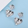 304 Stainless Steel Hammered Heart Dangle Stud Earrings JE1119B-4