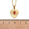 304 Stainless Steel Red Cubic Zirconia Heart Pendant Necklaces NJEW-S439-06G-5