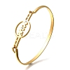201 Stainless Steel Flat Round Link Bangles for Women BJEW-R014-01G-04-4