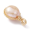 Natural Cultured Freshwater Pearl Copper Wire Wrapped Pendants PALLOY-JF02201-02-4