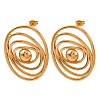 304 Stainless Steel Oval Stud Earrings EJEW-L304-08G-4