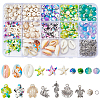 DIY Ocean Theme Synthetic Turquoise & Natural Cowrie Shell & Alloy Jewelry Making Findings Beads Kits DIY-SC0027-42-1