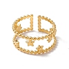 Ion Plating(IP) 304 Stainless Steel Stars Double Line Open Cuff Ring for Women RJEW-C045-24G-2