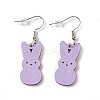 Rabbit Wooden Dangle Earrings LS-EJEW-D189-01F-2