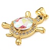 Tortoise Rack Plating Brass Micro Pave Cubic Zirconia Charms KK-G513-78A-04G-2