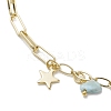 Natural Larimar/Moss Agate/Fluorite/Rutilated Quartz/Garnet Chips Charm Brass Figaro Chain Anklets AJEW-AN00667-4