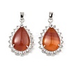 Natural Red Agate & Rhinestone Pendants G-K338-31P-11-1