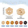 120Pcs 6 Colors 2-Hole Wood Flower Buttons BUTT-TA0001-40A-4