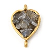 Natural Mixed Gemstone Chip 304 Stainless Steel Heart Connector Charms KK-P300-31G-2