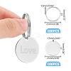 DIY 304 Stainless Steel Blank Tag Flat Round Pendant Keychain Making Kits DIY-UN0006-15-2