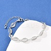 Cowrie Shell Shape Brass Link Chain Bracelets for Women BJEW-K248-07B-P-1