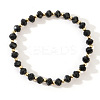 Rondelle Faceted Glass & Brass Bead Stretch Bracelets UG9794-5