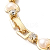 Rack Plating Iron Heart & Square Link Chain Bracelet with Clear Cubic Zirconia BJEW-I300-06G-3