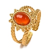 Oval Natural Carnelian Finger Rings RJEW-Q822-23G-01-1