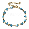 Golden 304 Stainless Steel Heart Link Chain Bracelet with Enamel BJEW-E088-01G-2