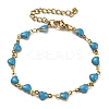 Ion Plating(IP) Golden 304 Stainless Steel Heart Link Chain Bracelet with Enamel BJEW-E088-01G-2