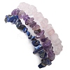 3Pcs 3 Styles Natural Rose Quartz & Amethyst & Lapis Lazuli Chips Stretch Bracelets Sets BJEW-JB11076-09-5