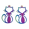 Ion Plating(IP) 201 Stainless Steel Filigree Pendants STAS-S118-007-1