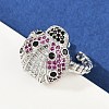 Brass Micro Pave Colorful Cubic Zirconia Cuff Rings RJEW-P155-03P-3