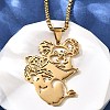 201 Stainless Steel Laser Cut Mother and Baby Koala Pendant Box Chain Necklaces for Women Men NJEW-E156-01G-2