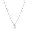 1Pc Stainless Steel Letter Rectangle Pendant Necklaces NJEW-LP0001-34I-P-1