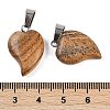 Natural Picture Jasper Heart Pendants G-H073-03P-05-3