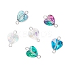 Transparent Glass Heart Links Connector Charms PALLOY-JF04197-1