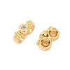 Brass Micro Pave Clear Cubic Zirconia Spacer Bars KK-P302-21A-G-2