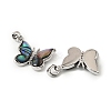 Brass & Paua Shell & Clear Cubic Zirconia Pendants KK-G538-02P-2