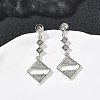Rhombus Brass Micro Pave Clear Cubic Zirconia Dangle Stud Earrings EJEW-F383-10P-1