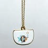 Ocean Brass Enamel Fan Pendant Necklaces for Women WGBD0BA-03-1