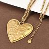 304 Stainless Steel Embossed Human Face Pendant Wheat Chain Necklaces NJEW-P430-03B-G-2