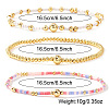 3Pcs 3 Styles Glass Seed Beads & Brass Beads Stretch Bracelets Set for Women VQ8944-1-5