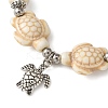 Starfish & Turtle Synthetic Turquoise Braided Beaded Bracelets BJEW-JB10926-01-3