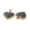 Heart Brass Micro Pave Cubic Zirconia Pendants KK-G435-04G-01-3