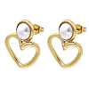 201 Stainless Steel ABS Plastic Pearl Stud Earrings EJEW-Z151-13G-01-4
