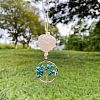 Heart Natural Rose Quartz Pendant Decoration DJEW-PW0002-22H-1