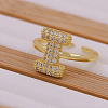 Brass Micro Pave Clear Cubic Zirconia Initial Cuff Rings FS-WGB210B-10-1